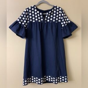 J. Crew Navy Blue Dress with Polka Dots